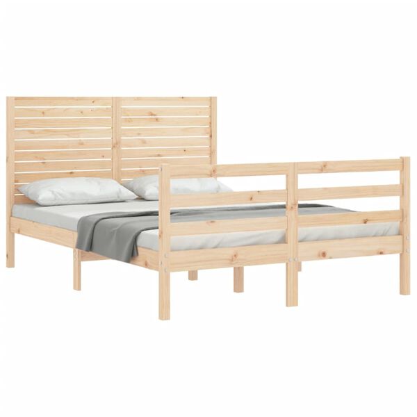 vidaXL Bedframe met hoofdbord massief hout 140x190 cm