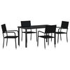 vidaXL Tuin eettafelset 5 st Zwart poly rattan