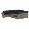 vidaXL 11-delige tuinbankset met kussens, grijs polyrotan