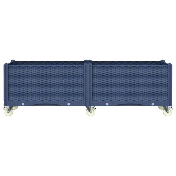 vidaXL Plantenbak met wielen 160x50x54 cm polypropeen blauwgrijs