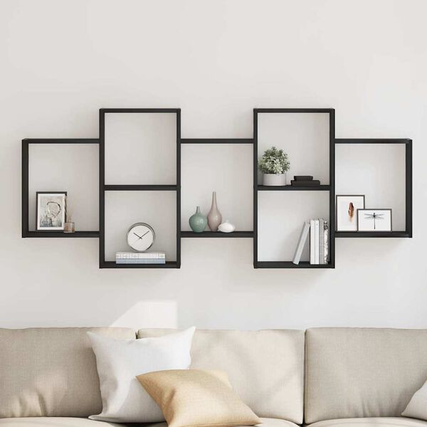 vidaXL Wandplank Zwart Eiken 159x18x65 cm Bewerkt Hout