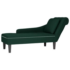 vidaXL Chaise longue met kussen&rechterarmleuning fluweel donkergroen