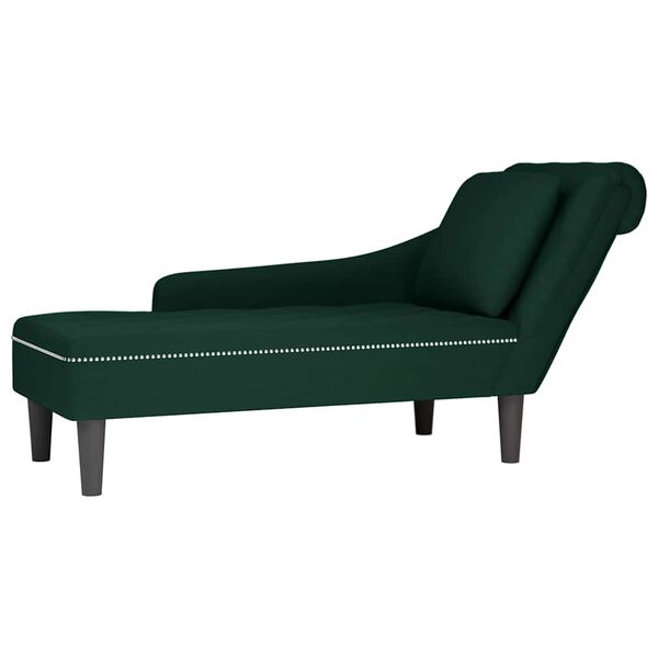 vidaXL Chaise longue met kussen&rechterarmleuning fluweel donkergroen