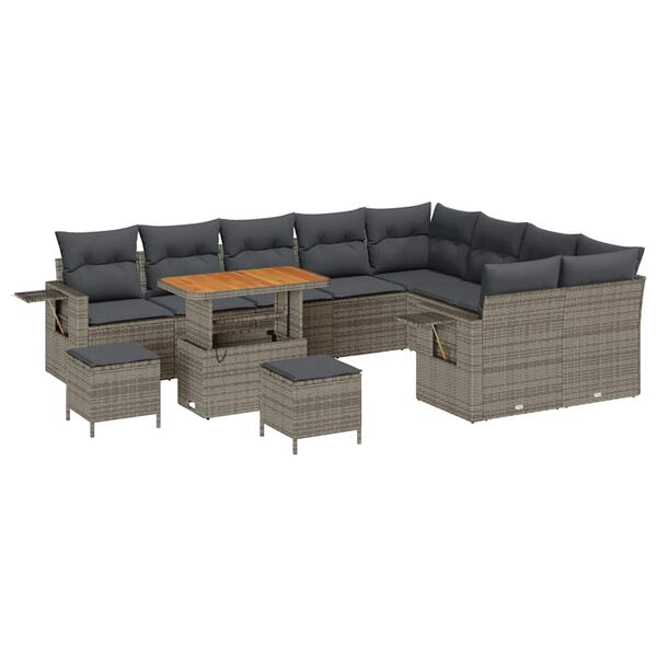 vidaXL Tuin Sofa Set 12 pcs Grijs Poly rattan en gepoedercoat staal