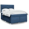 vidaXL Boxspring met matras stof blauw 140x200 cm