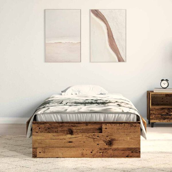 vidaXL Bedframe met lades met lade Oud hout 100 x 200 cm Bewerkt hout