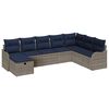 vidaXL Bankstel met kussen met opslag Grijs en Marineblauw poly rattan