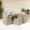 vidaXL 7-delige Tuinset met kussens poly rattan beige
