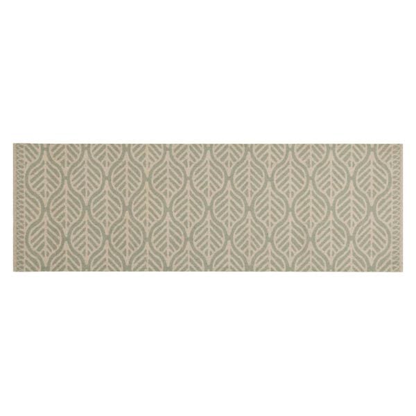 vidaXL Keukenmat wasbaar bladprint 60x180 cm fluweel