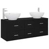 vidaXL Badkamermeubelset 3 st Zwart 49,5 x 44,5 x 65 cm Bewerkt hout