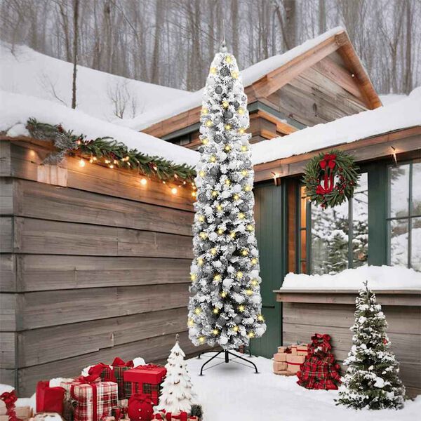 vidaXL Kunstkerstboom Groen 240 cm PVC en Staal en Kunststof