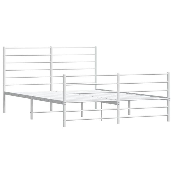 vidaXL Bedframe met hoofd- en voeteneinde metaal wit 150x200 cm