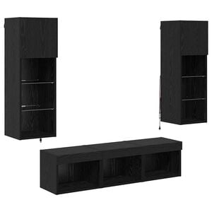 vidaXL TV Wandmeubels 5 st Zwart Eiken Bewerkt hout