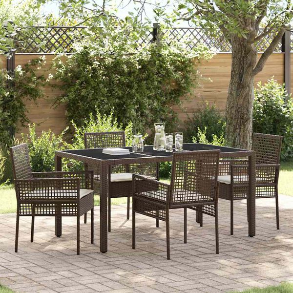 vidaXL Tuin eettafelset 5 pcs Bruin poly rattan
