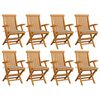 vidaXL Opklapbare stoelen met beige kussens, 8 stuks, massief teakhout