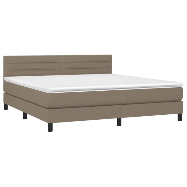 vidaXL Boxspring met matras en LED stof taupe 180x200 cm