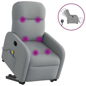 vidaXL Sta-op-massagestoel elektrisch verstelbaar stof lichtgrijs