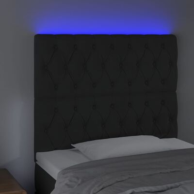 vidaXL Hoofdbord LED 90x7x118/128 cm fluweel zwart