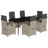 vidaXL 7-delige Tuinset met kussens poly rattan grijs