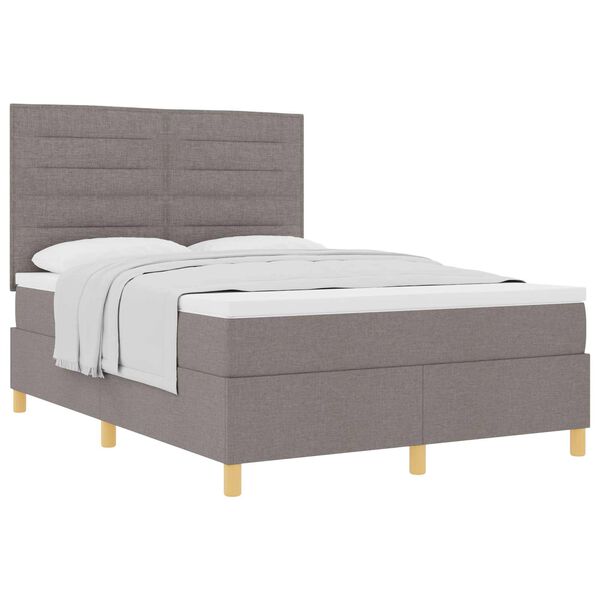 vidaXL Boxspringbed met matras met hoofdeinde Taupe 140 x 200 cm Stof