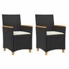 vidaXL Tuinstoelen 2 st met kussens poly rattan en massief hout zwart