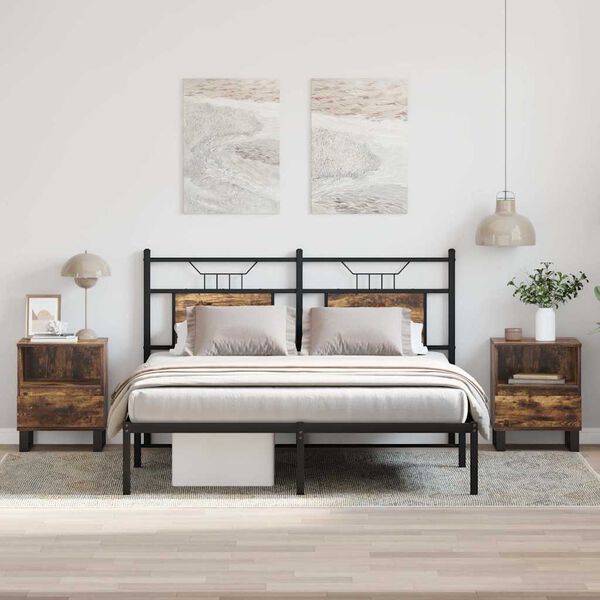 vidaXL Nachtkastjes 2 st 40x35x50 cm bewerkt hout gerookt eikenkleurig