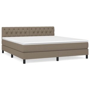 vidaXL Boxspring met matras stof taupe 160x200 cm