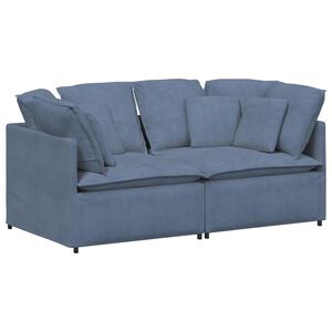 vidaXL Modulaire bank met kussens corduroy stof blauw