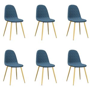 vidaXL Eetkamerstoelen 6 st fluweel blauw