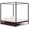 vidaXL Hemelbedframe met 2 lades grenenhout donkerbruin 180x200 cm