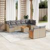 vidaXL 10-delige Loungeset met kussens poly rattan beige