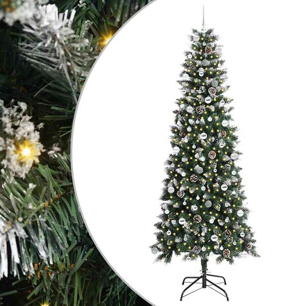 vidaXL Kunstkerstboom met 300 LED Groen 240 cm PVC en Plastic en Staal