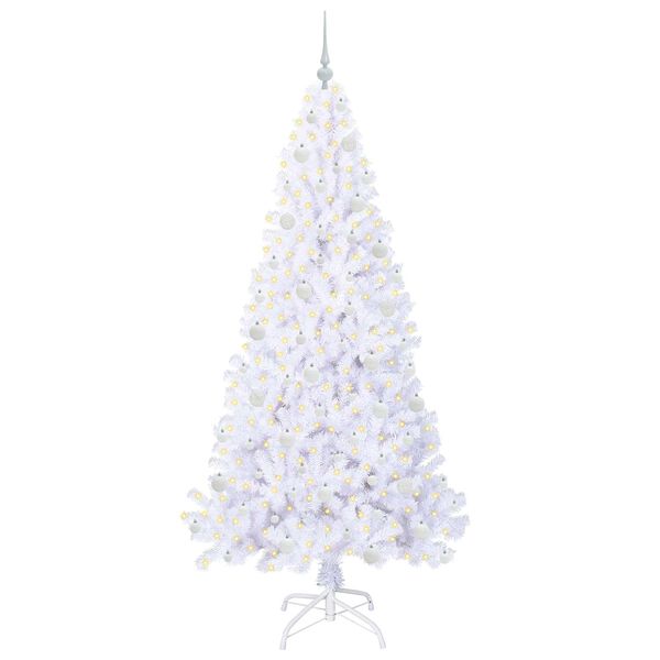 vidaXL Kunstkerstboom met 300 LED Wit 210 cm PVC en staal