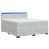 vidaXL Boxspring Bed met Matras en LED Lichtgrijs 140 x 200 cm fluweel