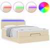 vidaXL Bed poef met matras en LED's stof 140x190 cm cr&egrave;me