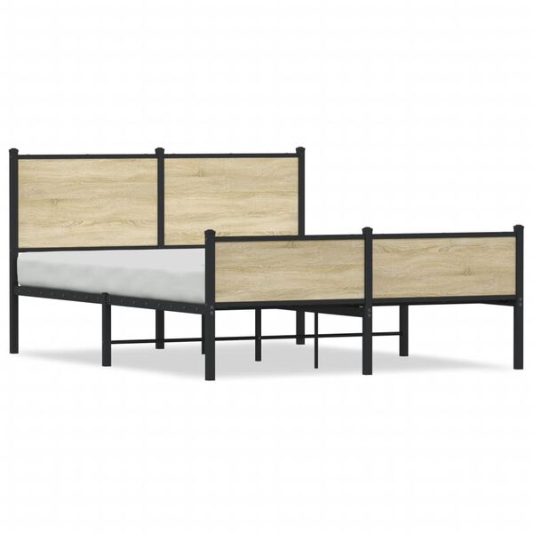 vidaXL Bedframe zonder matras metaal sonoma eikenkleurig 137x190 cm
