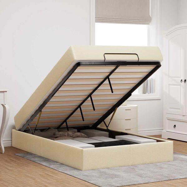 vidaXL Bedframe met matras met matras 2 pcs Cr&egrave;me Stof