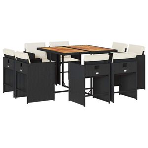 vidaXL 9-delige Tuinset poly rattan zwart