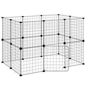 vidaXL Huisdierenkooi met deur 20 panelen 35x35 cm staal zwart