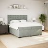 vidaXL Boxspring met matras fluweel lichtgrijs 200x200 cm