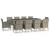 vidaXL 11-delige Tuinset met kussens poly rattan grijs