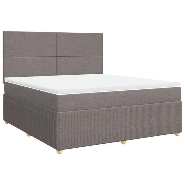 vidaXL Boxspring met matras stof taupe 180x200 cm