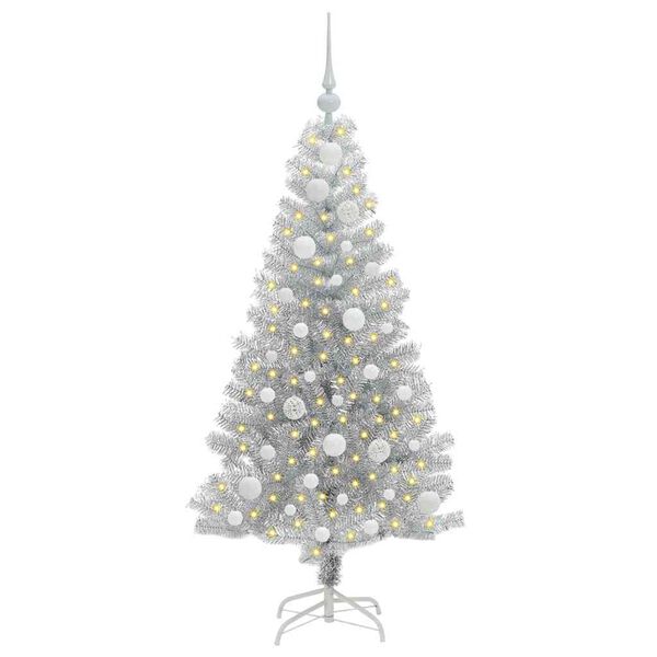 vidaXL Kerstboom met 150 LED met standaard Zilver 120 cm PET