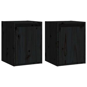 vidaXL Wandkasten 2 st 30x30x40 cm massief grenenhout zwart