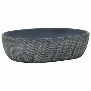 vidaXL Opzetwasbak ovaal 47x33x13 cm keramiek zwart en grijs
