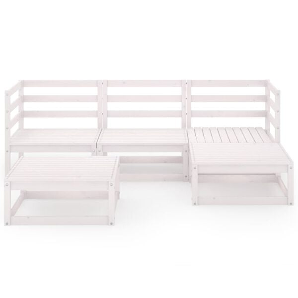 vidaXL 5-delige Loungeset massief grenenhout wit