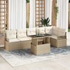 vidaXL Tuin Sofa Set met opslag 7 pcs Beige Poly riet