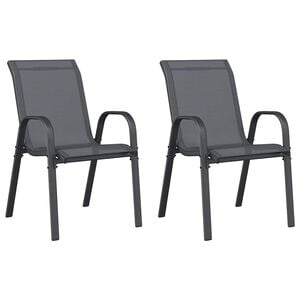 vidaXL Tuinstoelen stapelbaar 2 st textileen stof grijs