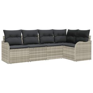 vidaXL Tuin Sofa Set met opslag 5 pcs Lichtgrijs poly rattan