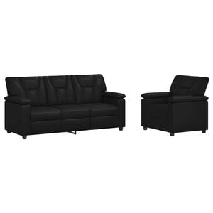 vidaXL Bankstel 2 pcs Zwart Kunstleer